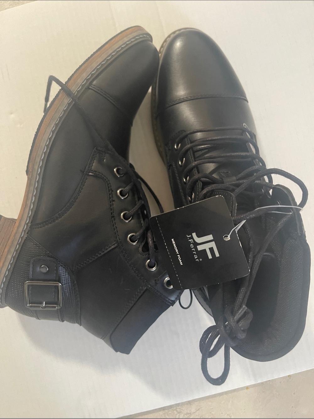 Jerry Ferrara Men's Black Lace-Up Combat Boots